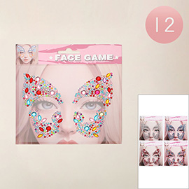 12PCS - Butterfly Festival Jewel Face Gem Stickers