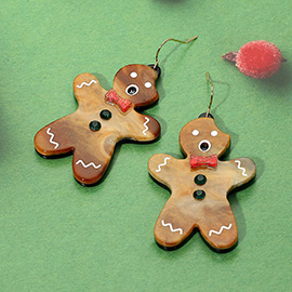 Resin Christmas Gingerbread Man Dangle Earrings