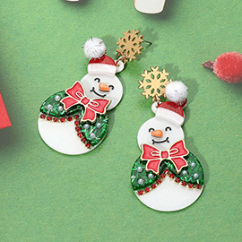 Christmas Snowman Dangle Earrings