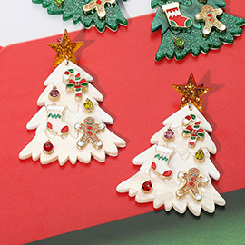 Resin Christmas Tree Dangle Earrings