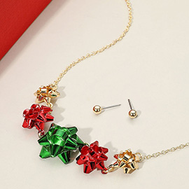 Christmas Gift Bow Link Necklace