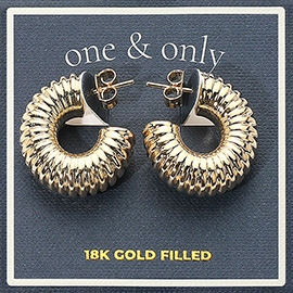 18K Gold Filled Textured Chunky Hoop Earrings