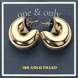 18K Gold Filled Puffy Hoop Earrings