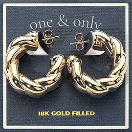 18K Gold Filled Braided Hoop Earrings
