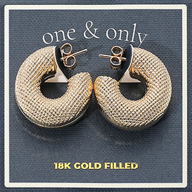 18K Gold Filled Chunky Textured Hoop Earrings