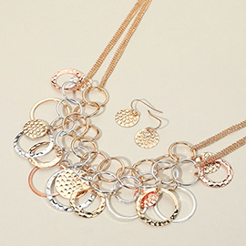 Antique Metal Open Circle Link Collar Necklace