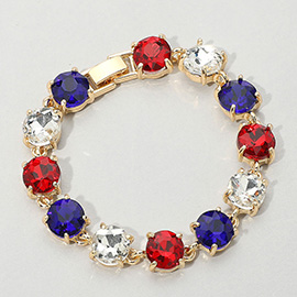 American USA Round Stone Link Evening Bracelet