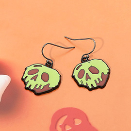 Enamel Dripping Halloween Skull Dangle Earrings