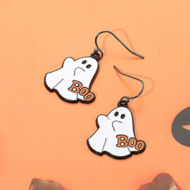 Enamel Boo Halloween Ghost Dangle Earrings