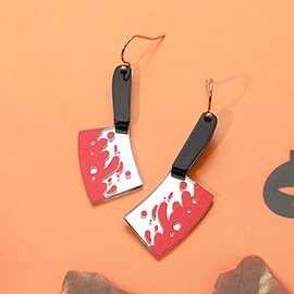 Resin Halloween Cleaver Knife Drop Dangle Earrings