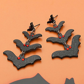 Resin Halloween Bat Link Drop Earrings