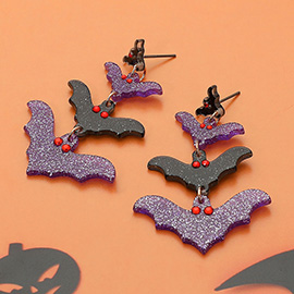 Resin Halloween Bat Link Drop Earrings