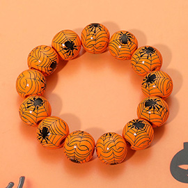 Wooden Spider Web Ball Beaded Stretch Bracelet