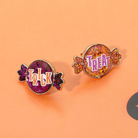 TRICK or TREAT Message Halloween Candy Stud Earrings