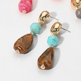Marbled Resin Pebble Drop Earrings