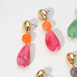 Marbled Resin Pebble Drop Earrings