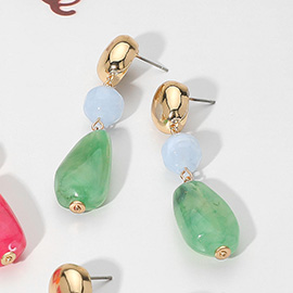 Marbled Resin Pebble Drop Earrings
