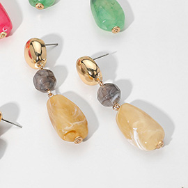 Marbled Resin Pebble Drop Earrings