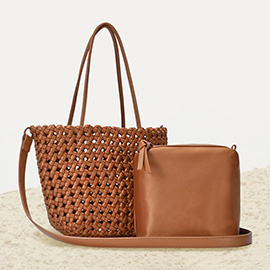 2 in 1 Hand Woven Tote Bag / Crossbody Bag