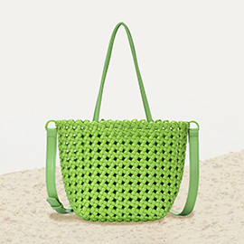2 in 1 Hand Woven Tote Bag / Crossbody Bag