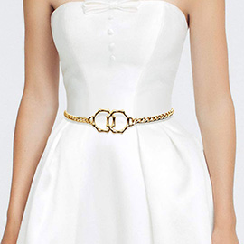 Double Metal Bamboo Ring Chain Waist Belt
