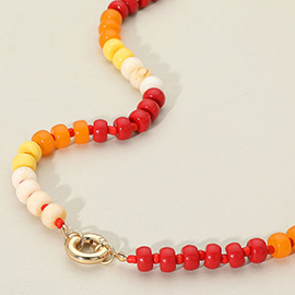 Clasp Accent Disc Beaded Necklace