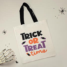 TRICK OR TREAT TIME Halloween Message Tote Bag