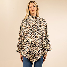 Cozy Leopard Pattern Printed Poncho