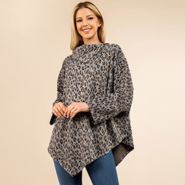Cozy Leopard Pattern Printed Poncho