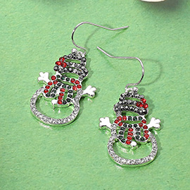 Rhinestone Snowman Dangle Earrings