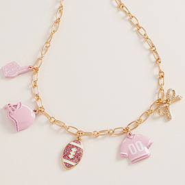 Football Bow Charm Necklace