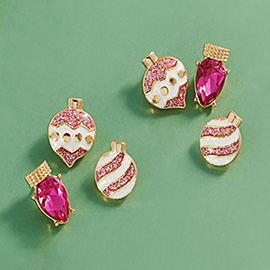 3Pairs - Christmas Ornament Stud Earring Set
