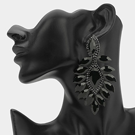 Marquise Stone Cluster Dangle Evening Earrings