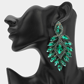 Marquise Stone Cluster Dangle Evening Earrings