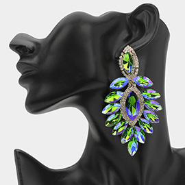 Marquise Stone Cluster Dangle Evening Earrings