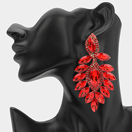 Marquise Stone Cluster Dangle Evening Earrings