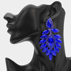 Marquise Stone Cluster Dangle Evening Earrings