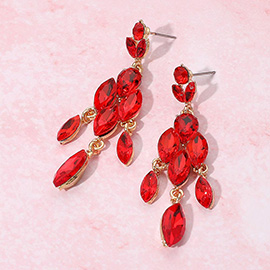 Marquise Stone Cluster Embellished Dangle Evening Earrings