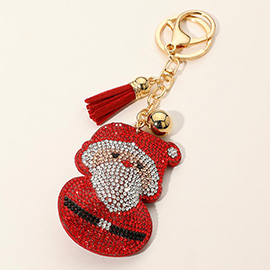 Bling Studded Santa Claus Tassel Keychain / Bag Charm