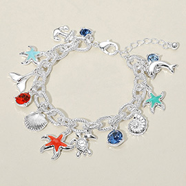 Nautical Ocean Theme Charm Station Bracelet