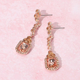 Elegant Rectangle Rhinestone Gem Drop Evening Earrings