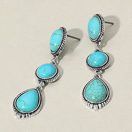 Vintage Western Turquoise Stone Drop Earrings