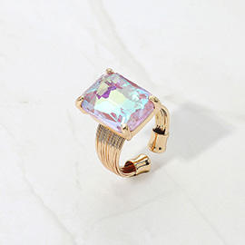 Emerald Cut Stone Adjustable Ring