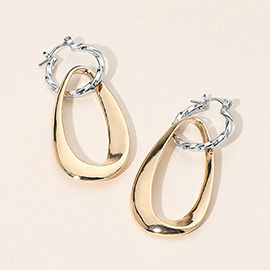Sculptural Metal Drop Pin Catch Earrings
