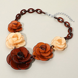 Bold Resin Flower Link Statement Necklace