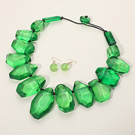 Multi Shaped Acrylic Rock Beaded Statement Necklace