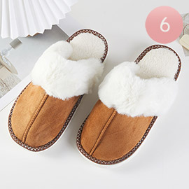 6Pairs - Fuzzy Plush Home Indoor Floor Slippers