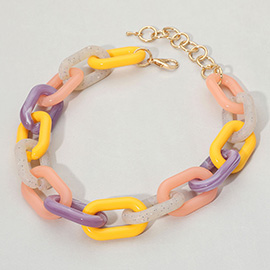 Acetate Link Chain Chunky Necklace