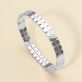 Stainless Steel Modern Geometric Hinged Bangle Bracelet