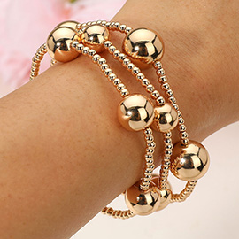 3PCS - Bold Metal Ball Beaded Stretch Multi Layered Bracelets